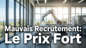 Ligne de production industrielle à l'arrêt, illustrant le coût élevé d'un mauvais recrutement.